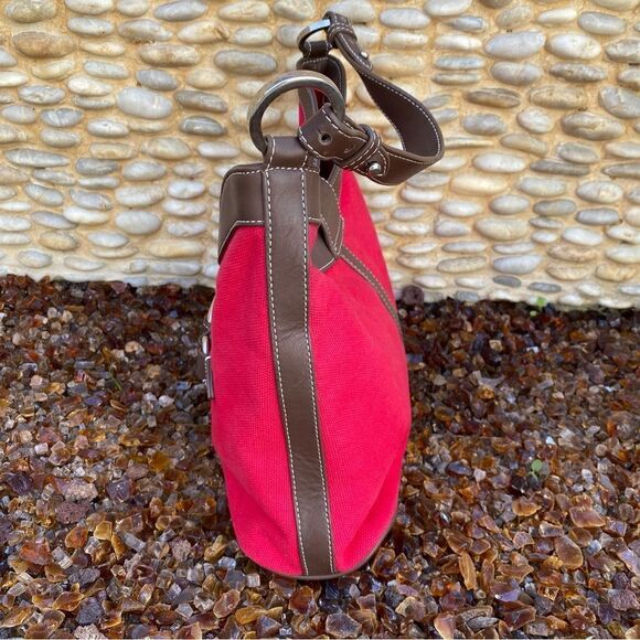 BCBGirls Red/Cranberry Canvas Shoulder Bag. - Picture 8 of 11
